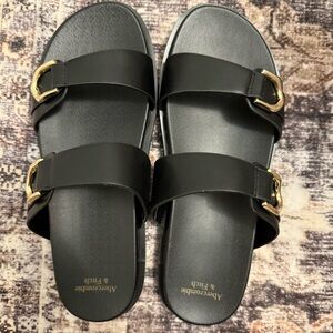 Abercrombie & Fitch Black Sandals with Gold Accents